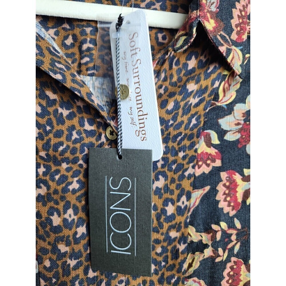 Soft Surroundings Icon Print Mix Tunic Shirt Black Thrush Sz M NWT *Flawed* - Picture 9 of 14